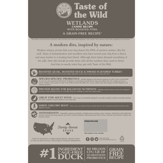 Taste of the Wild Adult Wetland Fowl Canine Food 