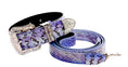Load image into Gallery viewer, Purple/Silver/Black Custom Iridescent Snake/Swarovski Crystal Collar & Leash Set
