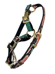 Multi-Color Embossed Snake Italian Leather Harness