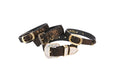 Load image into Gallery viewer, Dark Brown/Bronze Abstract Leopard Print Italian Leather Set Of 4 Collars With Italian Hardware
