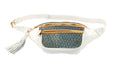 Load image into Gallery viewer, Pearl White Italian Leather/Green Tilapia Fanny Pack
