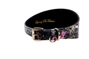 Black, White, Pink, Gold Snake 3” Wide Style Collar With Custom Starfish