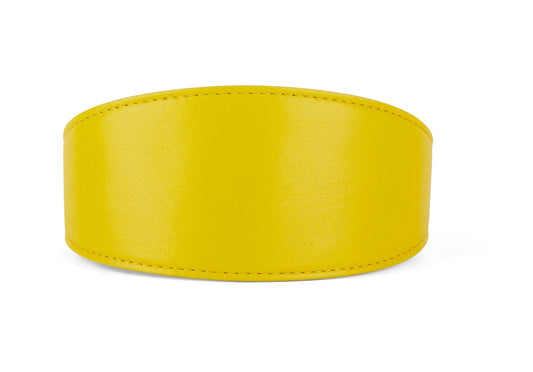 Smooth Yellow Italian Leather 3 Wide Style Collar