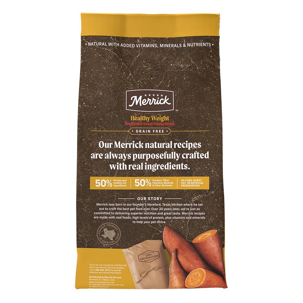Merrick Grain Free Healthy Weight Adult Beef and Sweet Potato Dog Dry Food (22lb) 