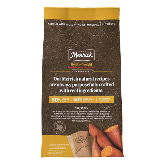 Merrick Grain Free Healthy Weight Adult Beef and Sweet Potato Dog Dry Food (22lb) 