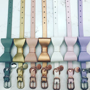 Leather Bow Tie Collar - Midnight