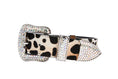 Load image into Gallery viewer, Luxury Pet Fashion Animal Print Hair On Hide Italian Leather Collar With Swarovski Crystal Hardware
