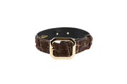 Brown Snake Print Hair On Hide Italian Leather With Modern Style Italian Hardware