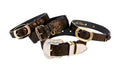 Load image into Gallery viewer, Dark Brown/Bronze Abstract Leopard Print Italian Leather Set Of 4 Collars With Italian Hardware
