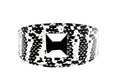 Load image into Gallery viewer, Black & White Snake Wide Style 3Collar With Large Silver Rivet
