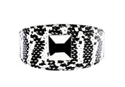 Black & White Snake Wide Style 3Collar With Large Silver Rivet