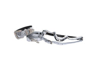 Silver Studded Italian Leather Dog Collar, Harness & Leash Set