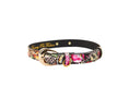 Load image into Gallery viewer, Floral, Scull, Snake Print Italian Leather Collar With Gold Oval Hardware
