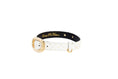 Load image into Gallery viewer, White & Gold Polka Dot Italian Leather Collar With Orante Italian Hardware
