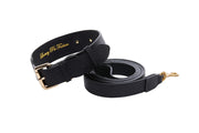 Classic Black Italian Leather Collar & Leash Set