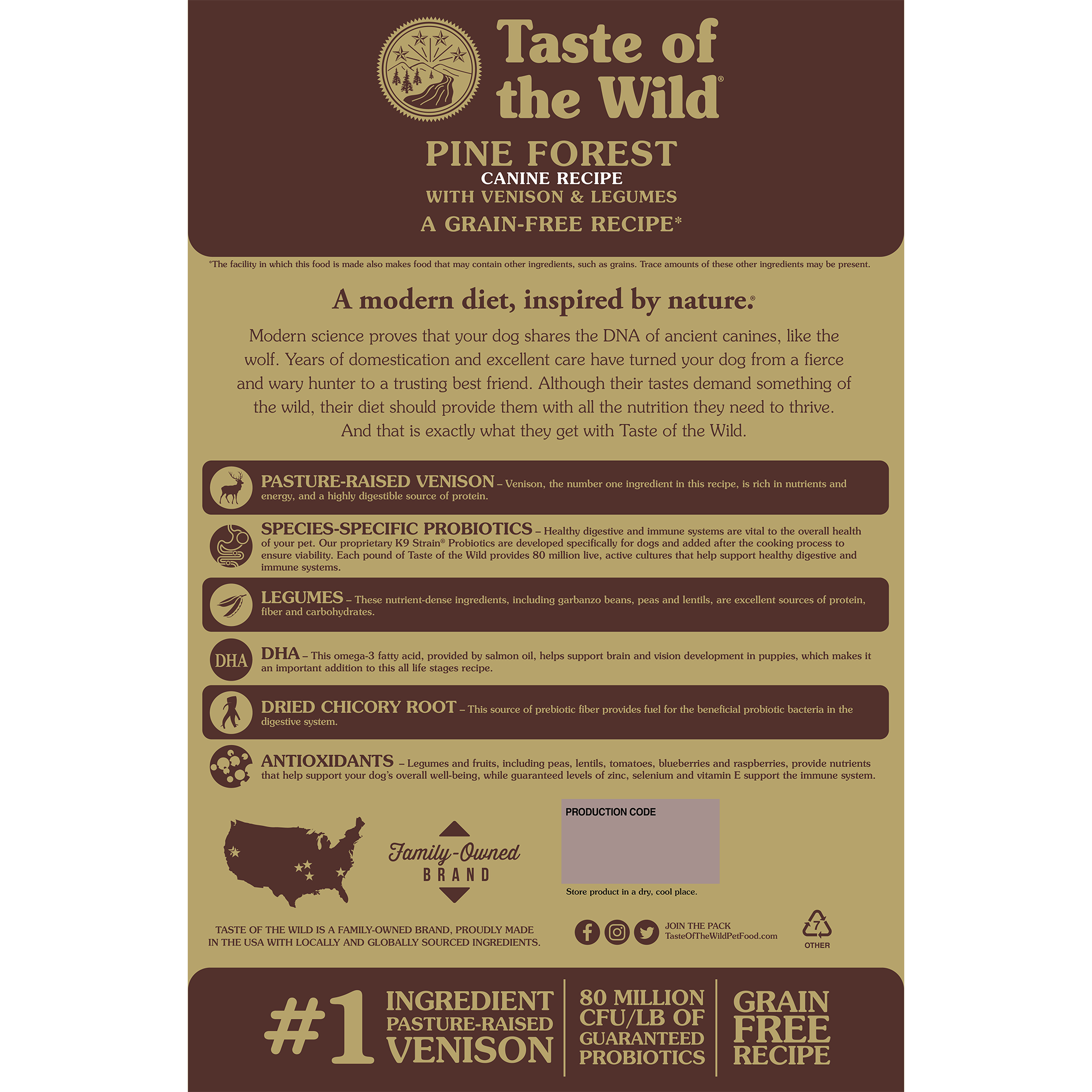 Taste of the Wild Adult Pine Forest Venison and Legumes Canine Food 