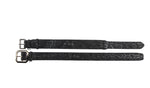 Glamorous Black Snake Print Italian Leather With Gun Metal Grey Hardware Collar Set Of 2