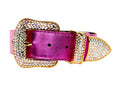 Load image into Gallery viewer, Pink Foil Italian Leather/Swarovski Crystal Collar
