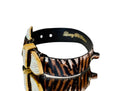 Load image into Gallery viewer, Luxury Pet Fashion Tiger Print Hair On Hide Italian Leather Collar With Swarovski Crystal Hardware
