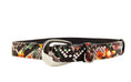 Load image into Gallery viewer, Floral, Scull, Snake Print Italian Leather Collar With Silver Oval Hardware
