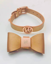 Leather Bow Collar - Cinnamon