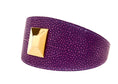 Load image into Gallery viewer, Purple & Pink Embossed Stingray Print Italian Leather 3” Wide Style Collar With Large Custom Gold Rivet

