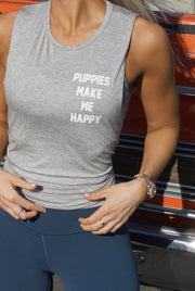 Puppies Make Me Happy Sleeveless Top | Gift for Dog Lovers