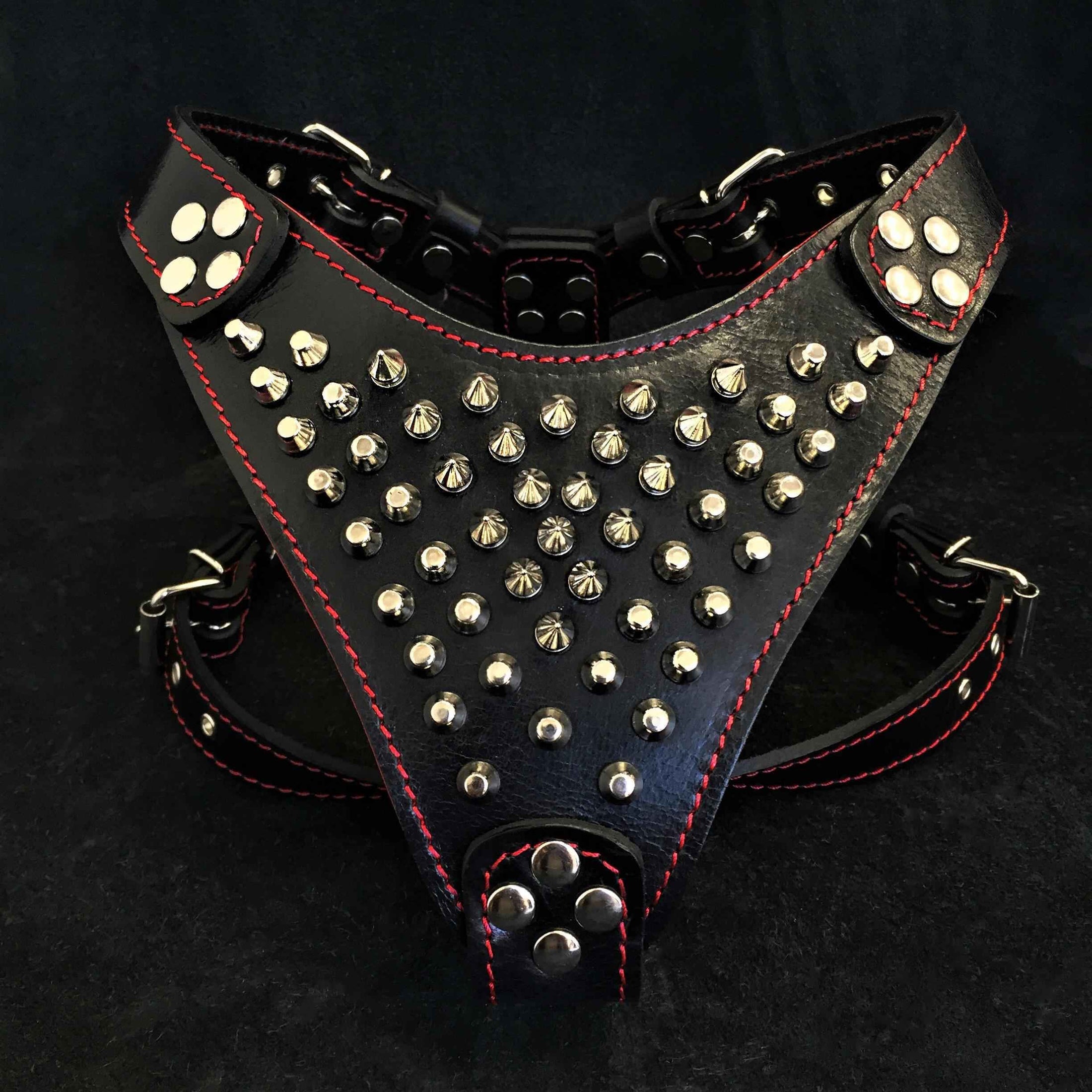 'Frenchie'' studded leather harness Small to Medium Size