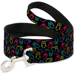 Dog Leash - Owl Sketch Black/Multi Color