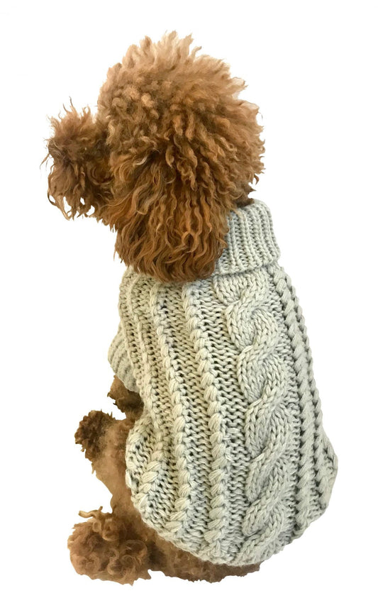 Irish Isle Handknit, Mockneck, Silver 