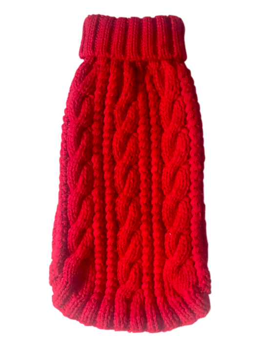 Irish Isle Handknit, Mockneck, Red 