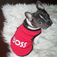 Load image into Gallery viewer, Parisian Pet 'The Boss' Embroidered Pet T-Shirt – Bold Slogan Dog Apparel for Dogs & Cats, Red
