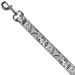 Dog Leash - Floral Paisley3 White/Black