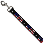 Dog Leash - USA w/Star Black/US Flags