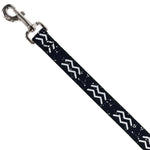 Dog Leash - Zodiac Aquarius Symbol/Constellations Black/White
