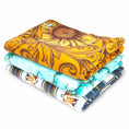 Load image into Gallery viewer, Southlake Paws Jeffers Expression Oversized Fleece Throw Blanket, featuring vibrant floral and abstract designs, stacked in f
