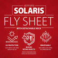Load image into Gallery viewer, Jeffers Solaris Horse Fly Sheet with Detachable Neck in grey and red, featuring UV protection and insect-blocking benefits.
