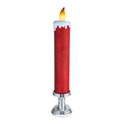 Kurt Adler 19.63-Inch Battery Operated Red Glittered Candle with Warm White LED Flicker Flame