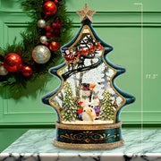 Kurt Adler 11.25-Inch Battery Operated Water Snowman Tree with Santa Sleigh