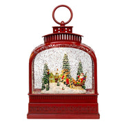 Kurt Adler 6.5-Inch Battery Operated USB LED Lighted Santa on Sleigh Lantern with Spinning Glitter Water