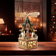 Kurt Adler 11-Inch Battery-Operated Light-Up Wooden Tree Scene with Windmill