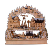 Kurt Adler 16-Inch Battery-Operated Light-Up Wooden Village with Motion