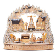 Kurt Adler 16-Inch Battery-Operated Light-Up Wooden Village with Motion