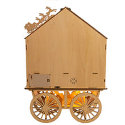 Kurt Adler 18.9-Inch Battery-Operated Light Up Musical Wood Wagon with Santa and Christmas Village Scene