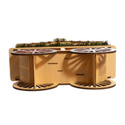 Kurt Adler 18.9-Inch Battery-Operated Light Up Musical Wood Wagon with Santa and Christmas Village Scene