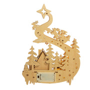 Kurt Adler 11.8-Inch Battery-Operated Light Up Wooden Christmas Village with Santa and Sleigh