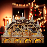Kurt Adler 17.72-Inch Wooden LED Light-Up Christmas Village With Candle