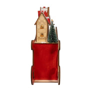 Kurt Adler 13.77-Inch Battery Operated LED Lighted Sleigh With Village Scene Table Piece