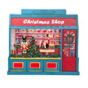 Kurt Adler enchanting 8.375-Inch Battery Operated USB LED Lighted Christmas Shop With Spinning Glitter Water