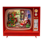 Kurt Adler 8.325-Inch Battery Operated USB LED Musical TV with Spinning Glitter Water Table Piece